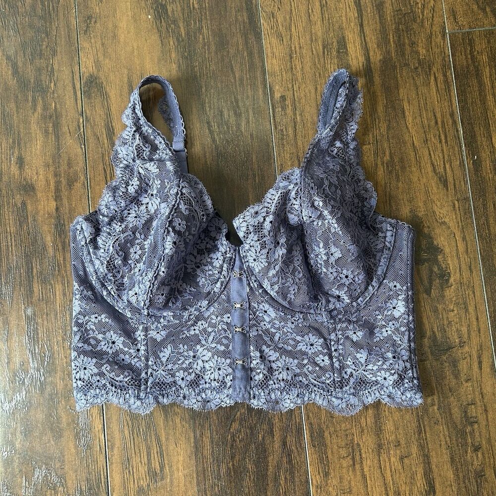 Victoria Secret Dream Angels Lined Demi Lace Bra Top Purple Size 36D